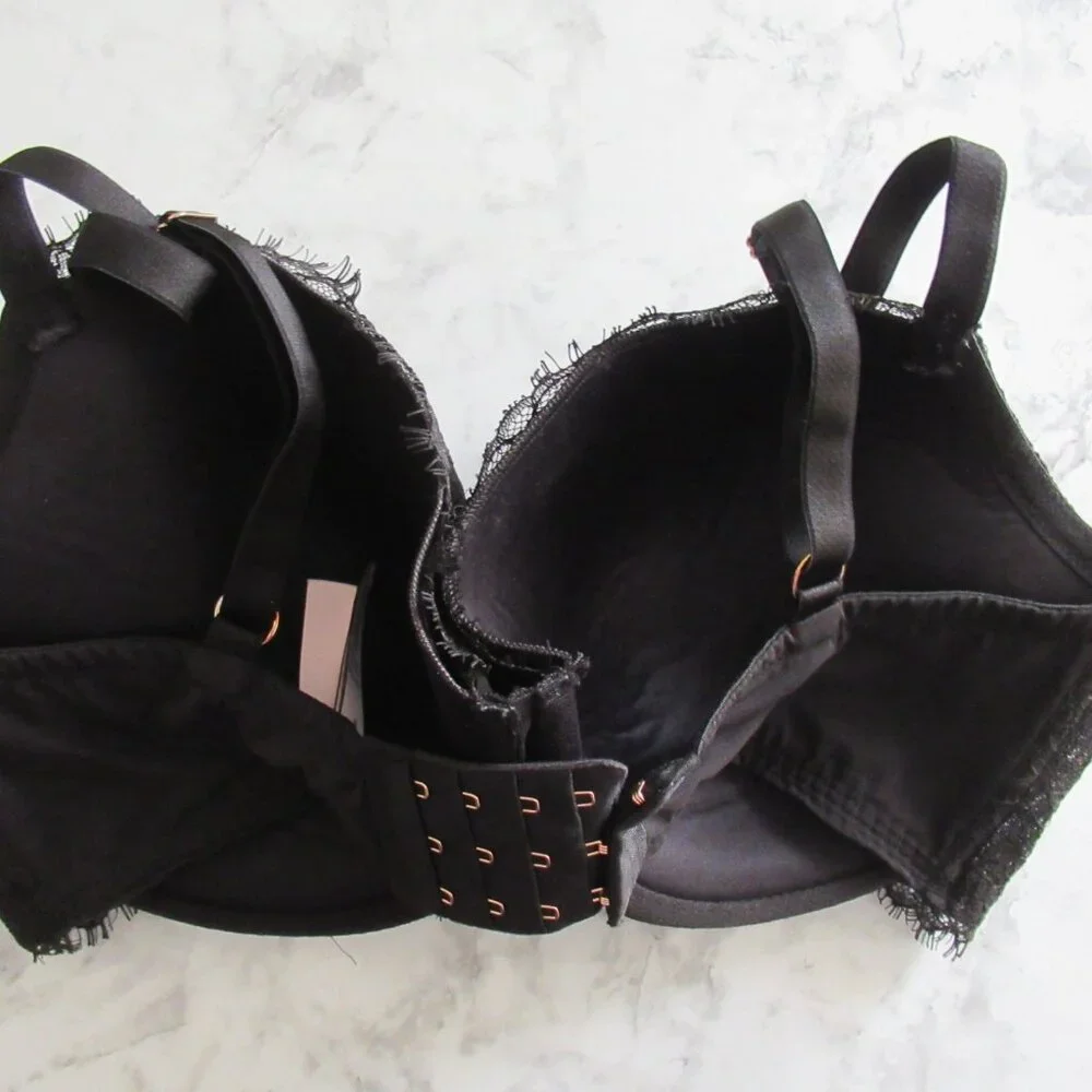 Victorias Secret Bra 36DDD Black Lace Dream Angels Lined Demi Underwire - Picture 5 of 7